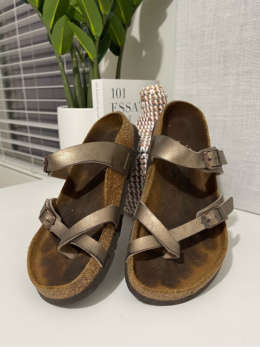 BIRKENSTOCK mayari metallic sandals leather women’s 40